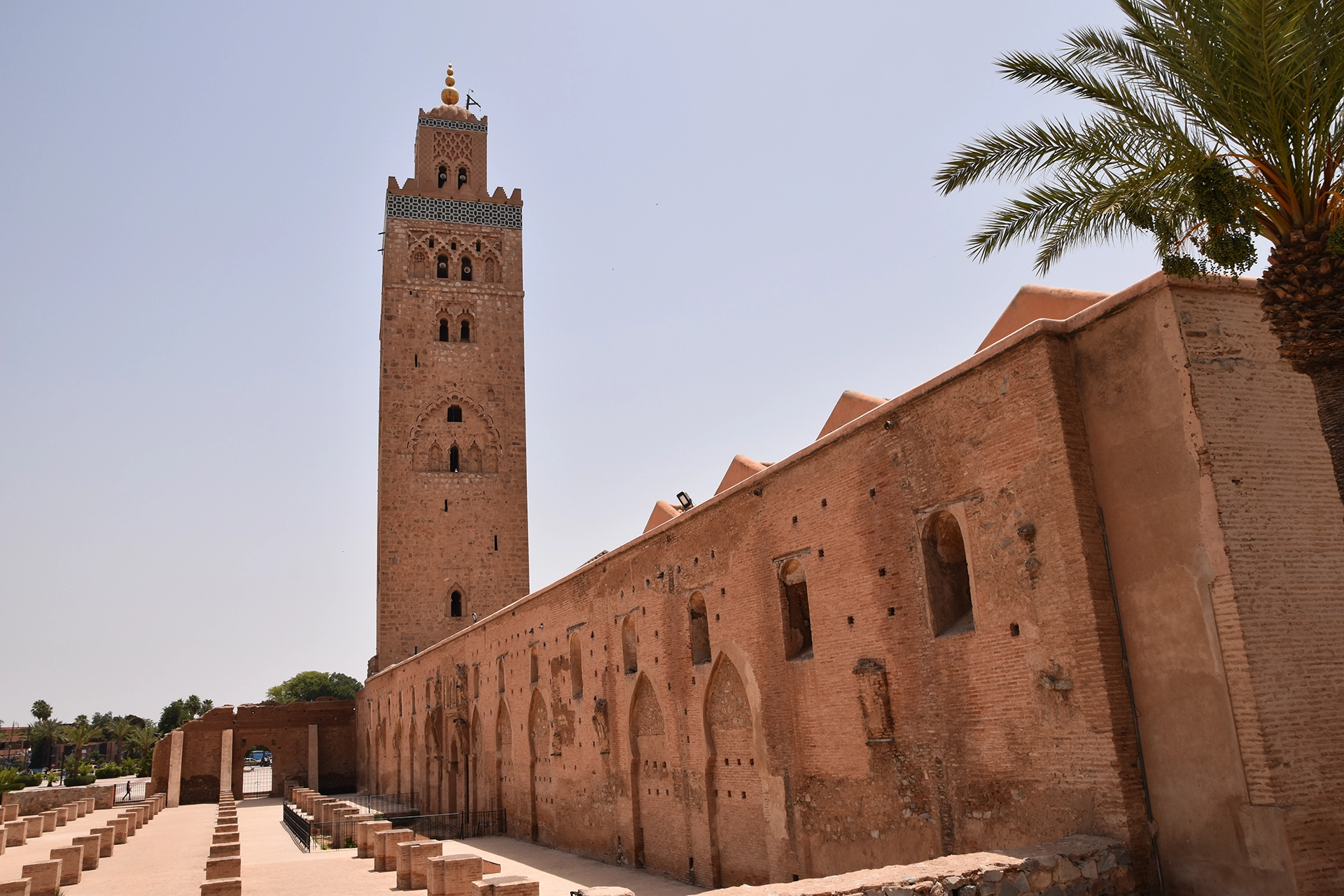 The iconic Koutoubia Mosque in Marrakesh, with its towering 70-meter minaret, stands as a masterpiece of Almohad architecture and a symbol of the city's rich heritage.